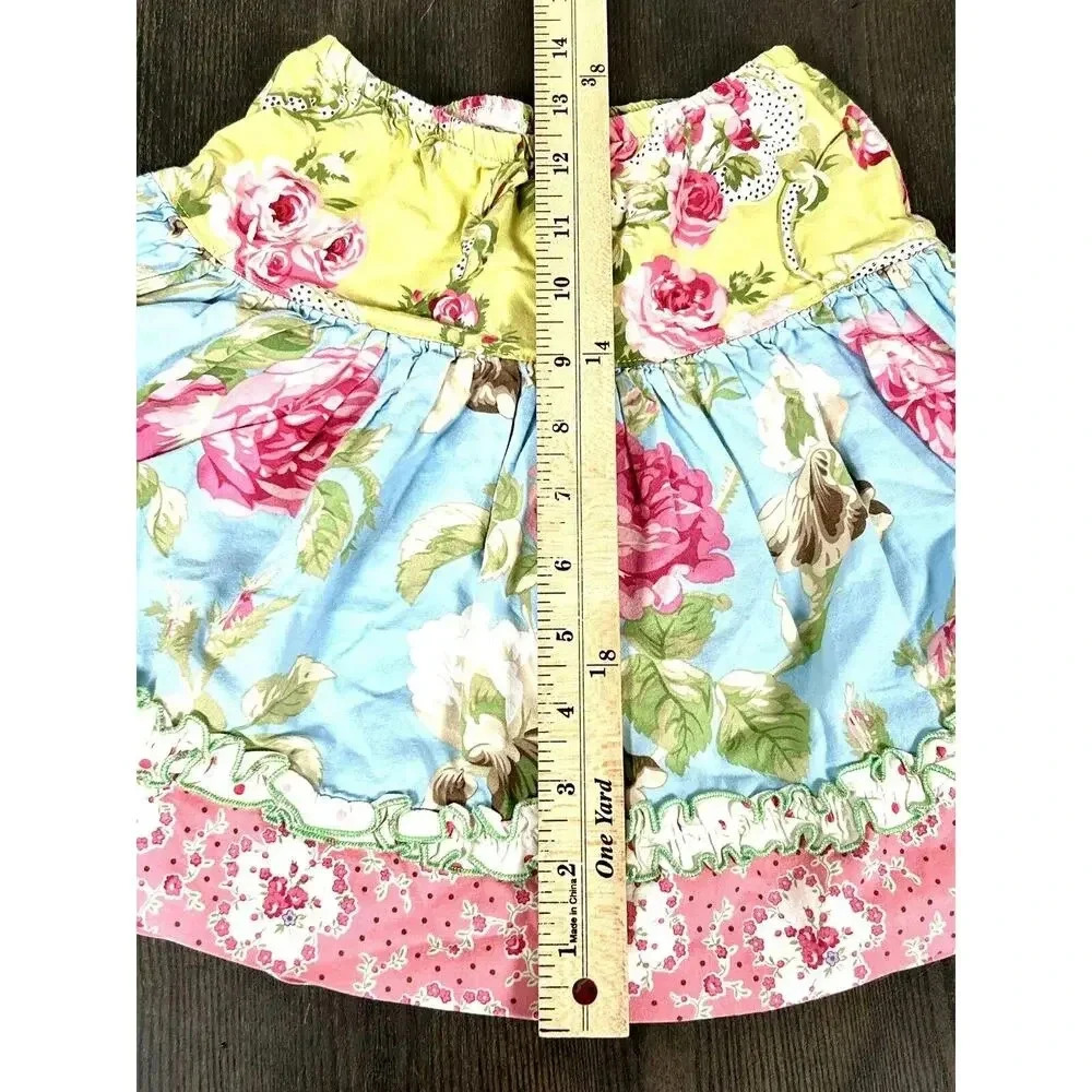 Matilda Jane Clothing Girls Ruffled Tiered Floral Skirt Size 4 Made In USA - Picture 7 of 11